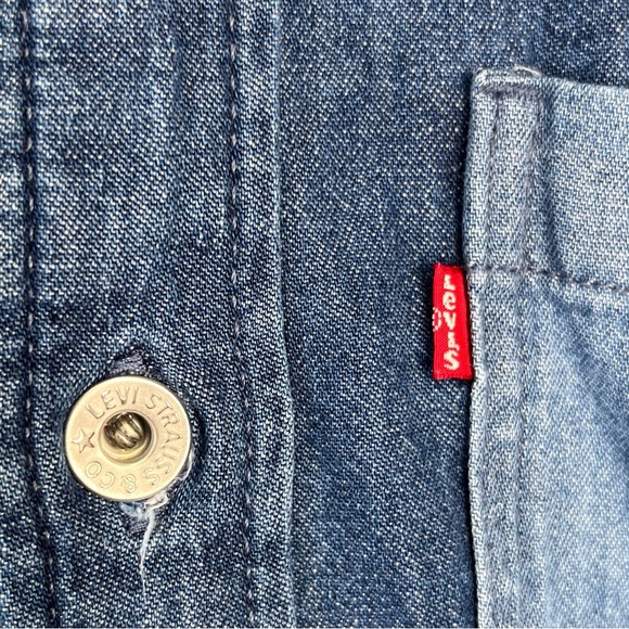 Levis Utility Shacket Mens Medium Denim Shirt Jacket Casual Patchwork Jean Top M - Picture 6 of 16